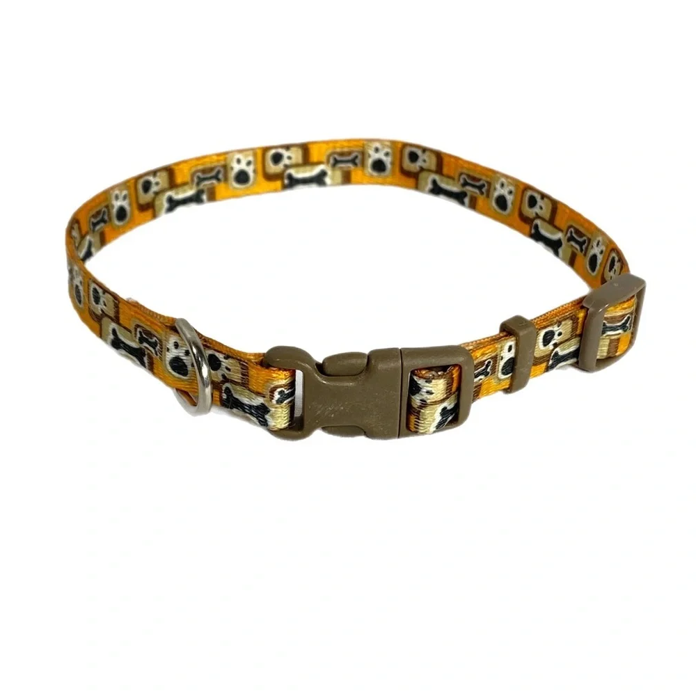 Dog Bone & Puppy Paw Design Puppy Small Animal Collar X-Small